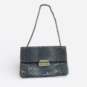 Authentic Michael Kors Sloan Editor Crossbody - Grey Python Embossed